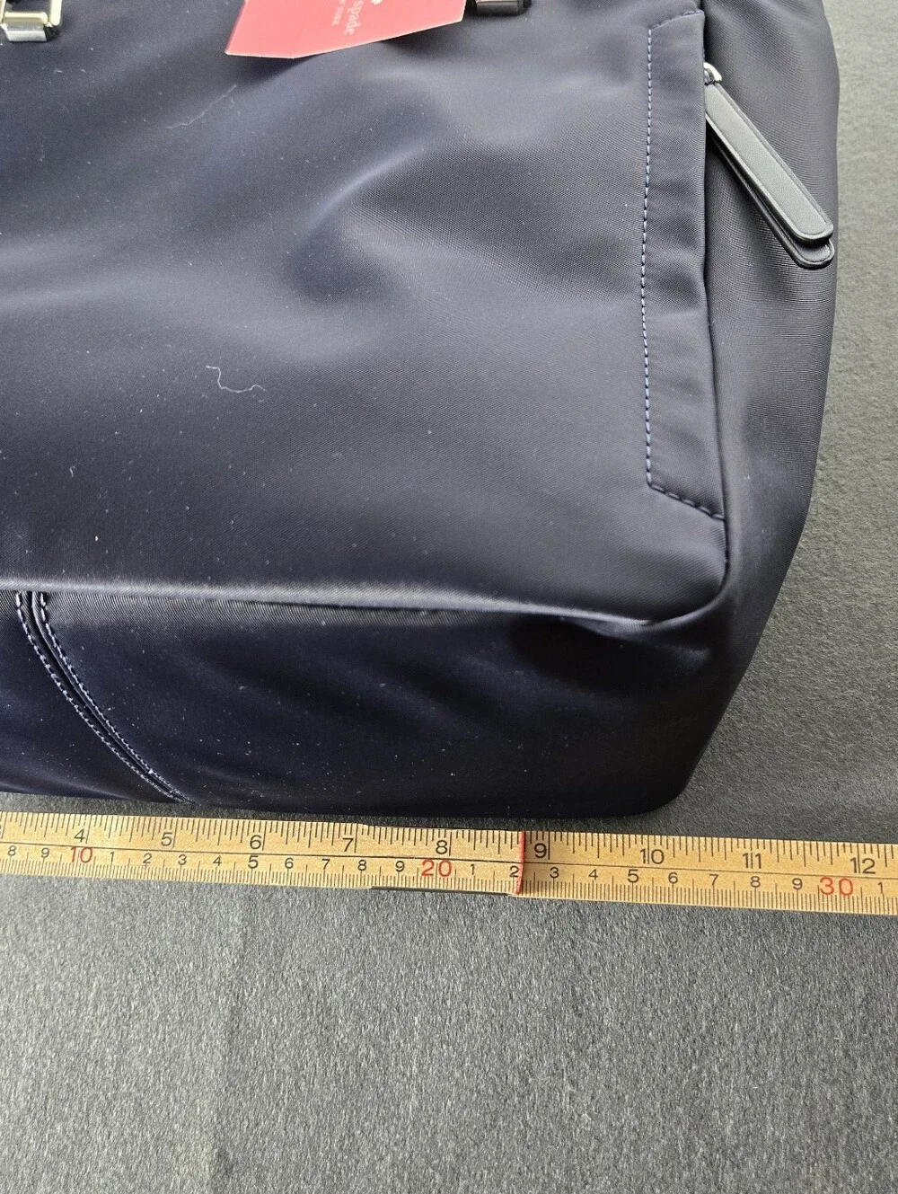 kate spade navy structured tote with front zip pocket
